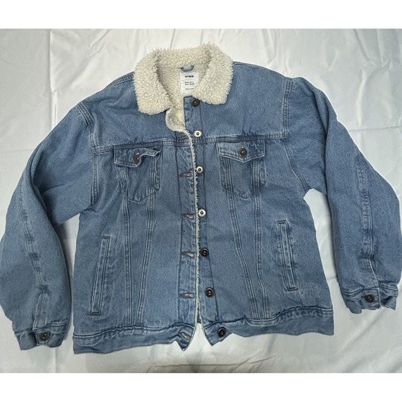 Cotton On Jackets & Blazers - Womens Denim Jacket Button Up Fleece Lined with Pockets 100% Cotton Size 12